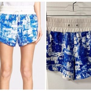 Helmut Lang Villus Scribber Brushstroke Blue and White Shorts Designer size M